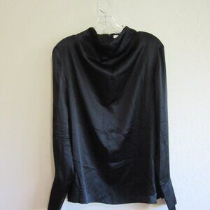 H&M Black Long Sleeve Silk Blouse Size 8